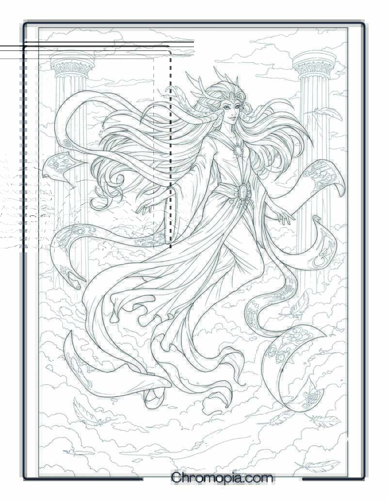 Sylph Coloring Page – Whisperer of the Howling Wind