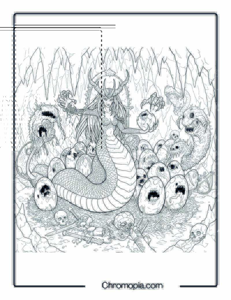 Echidna Monster Coloring Page – The Broodmother’s Lair