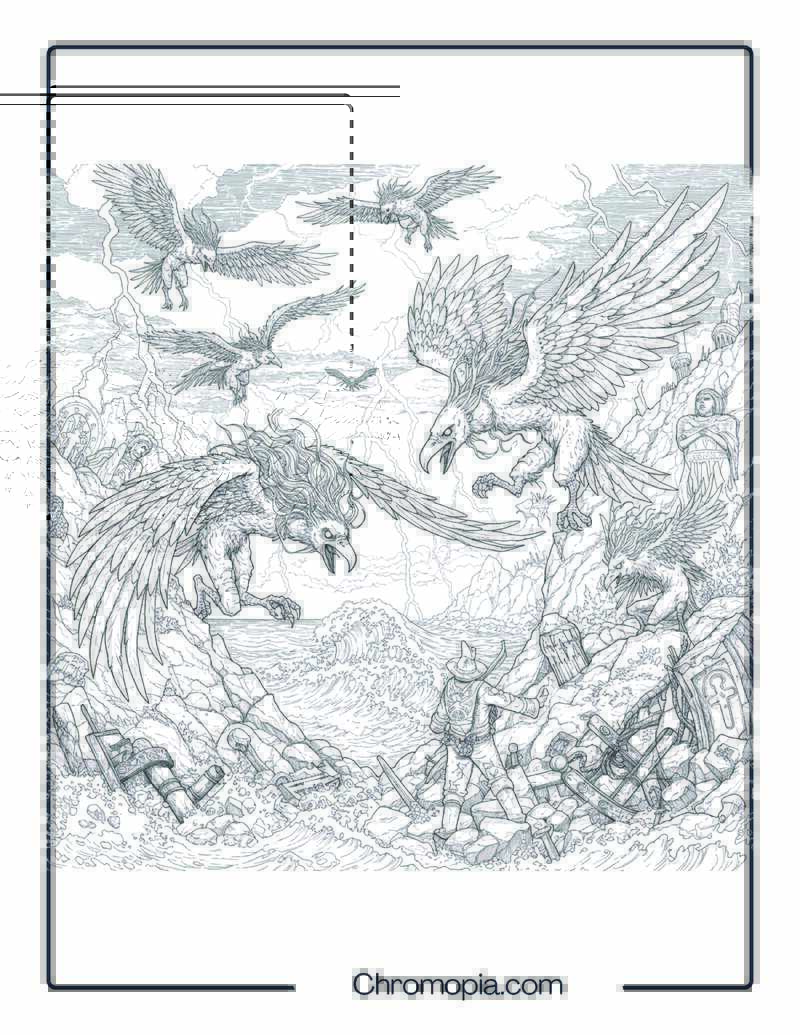 Harpy Monster Coloring Page – Sky Witches of the Cliffside Storm
