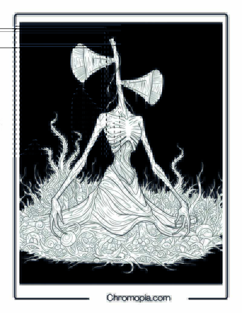 Siren Monster Coloring Page – Death Song in the Mist