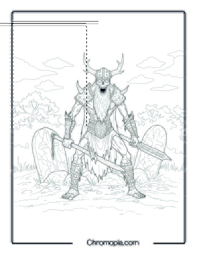 Draugr Monster Coloring Page – Undead Viking of the Burial Mound
