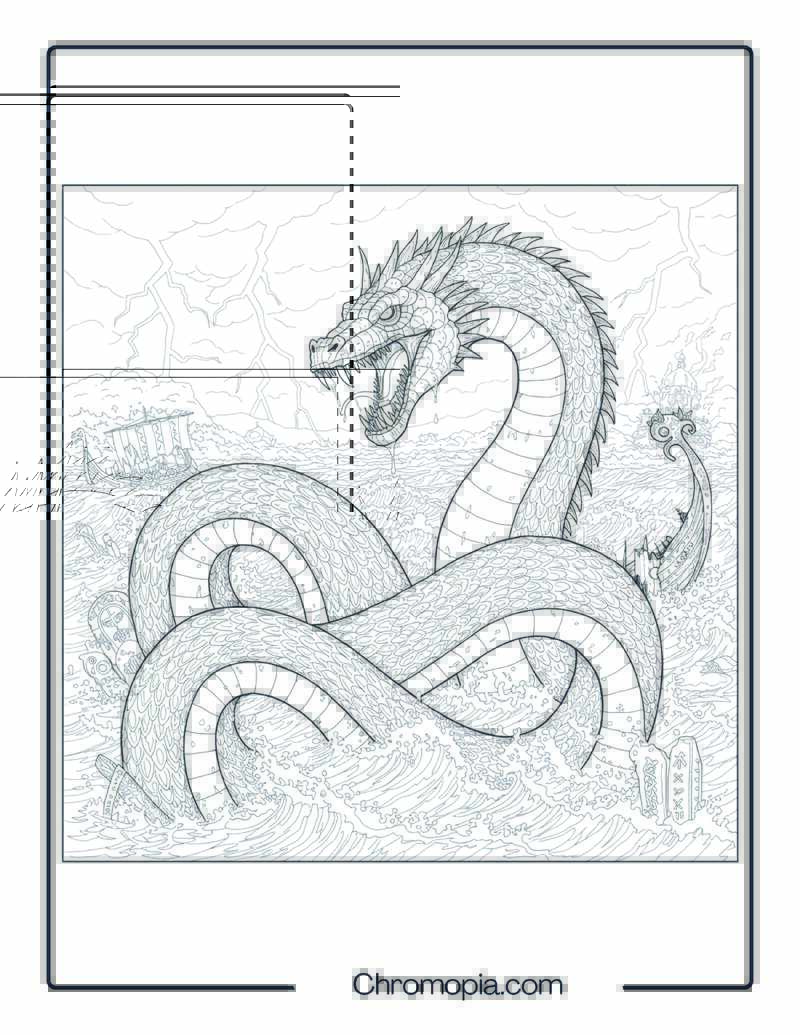 Jörmungandr Monster Coloring Page – World Serpent of the End Times