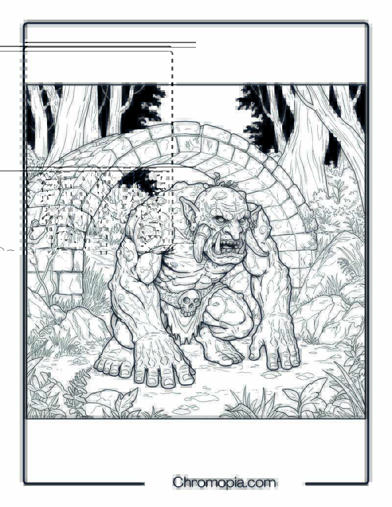 Troll Monster Coloring Page – Bridge of the Bone-Eating Beast