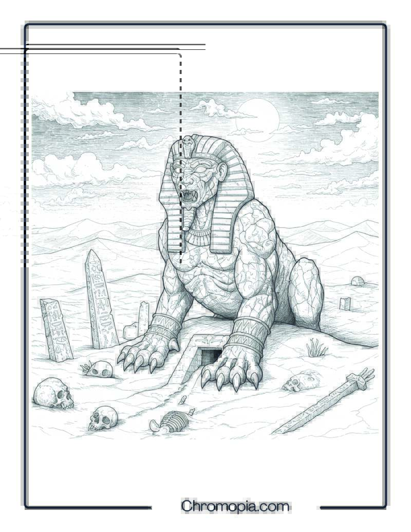 Egyptian Sphinx Guardian Coloring Page – Riddle of the Forgotten Tomb