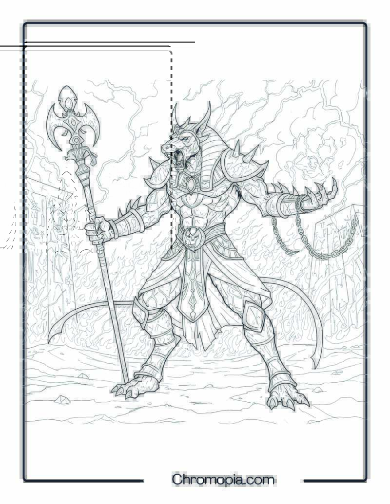 Set God of Chaos Coloring Sheet – Storm of Destruction