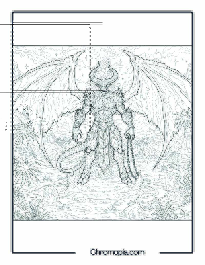 Ifrit Demon Coloring Sheet – Fire Lord of the Infernal Oasis