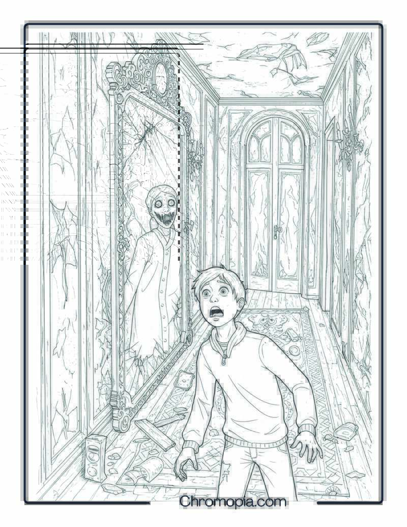 Doppelgänger Coloring Page – Mirror of Madness