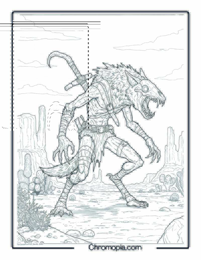 Skinwalker Coloring Page – Curse of the Hollow Bones