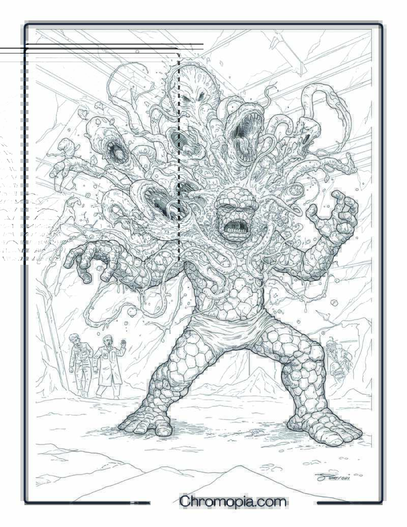 The Thing Coloring Page – Assimilation Terror (Shape-Shifter Alien)