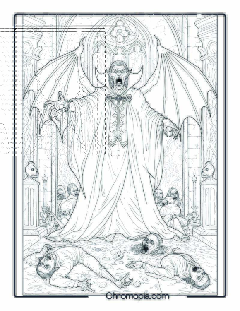 Vampire Transformation Coloring Page – Blood Ascension