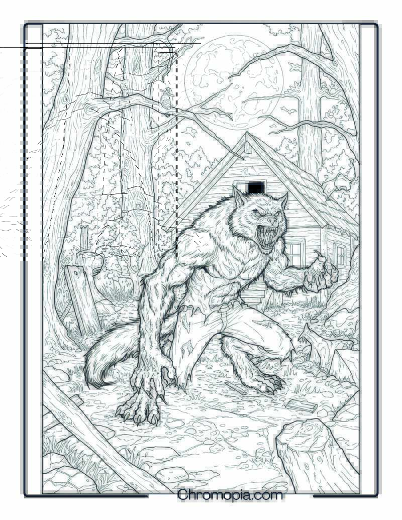 Werewolf Coloring Sheet – Full Moon Carnage
