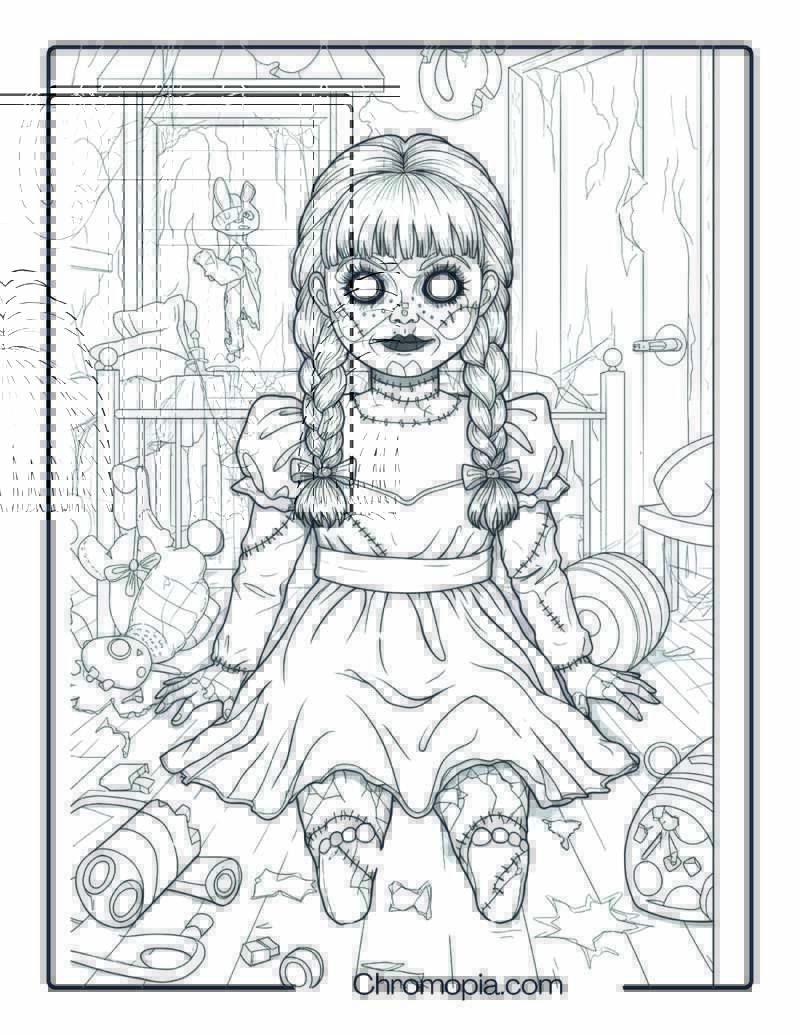 Haunted Doll Coloring Page – Playtime Never Ends (Inspired by Annabelle)