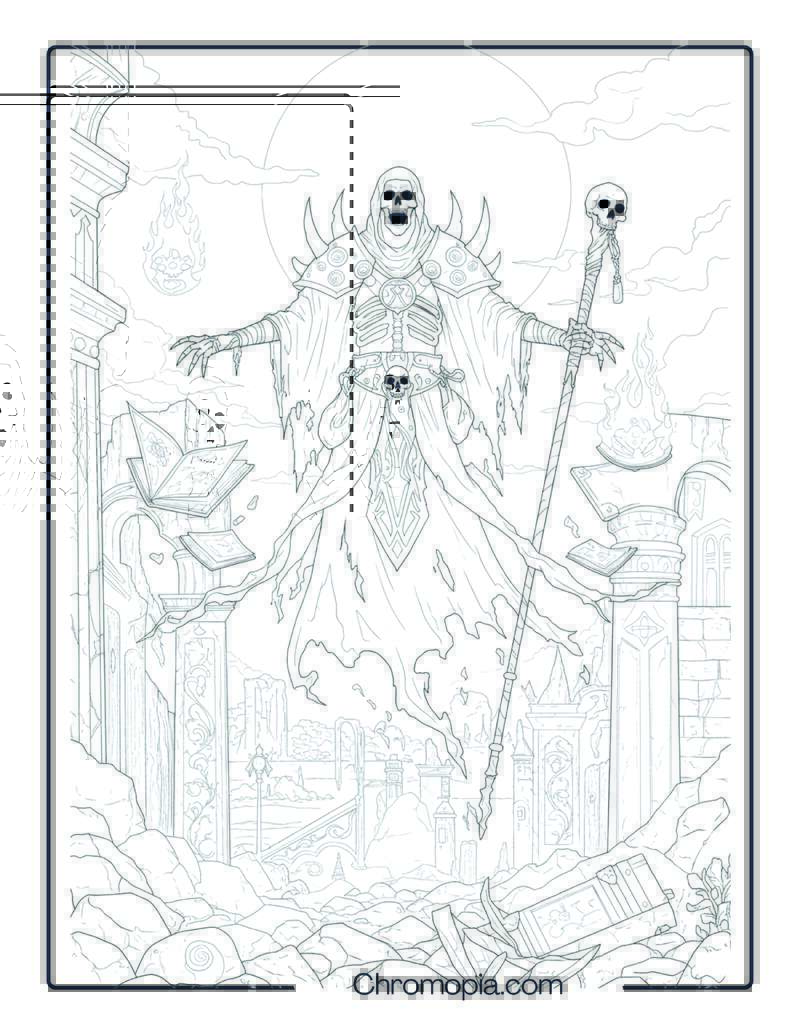 Lich Spirit Coloring Page – Soul Bound to the Void