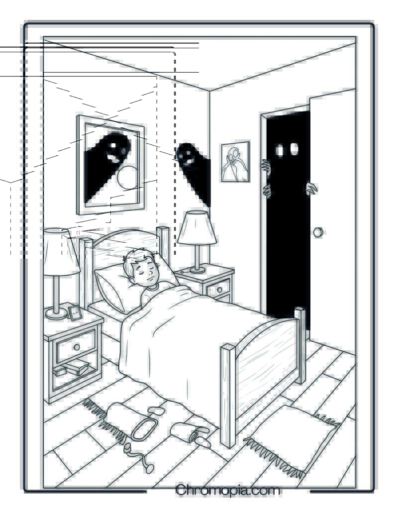 Shadow People Coloring Sheet – Watchers in the Corners