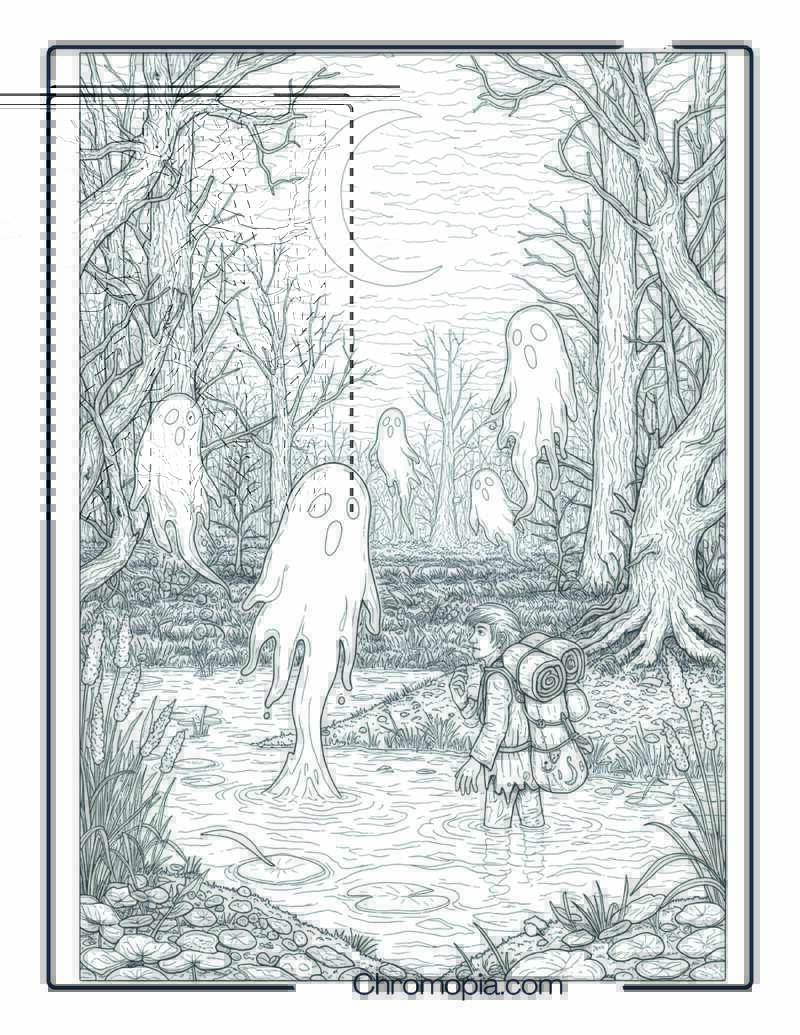 Will-o’-the-Wisp Coloring Page – Lights of the Lost