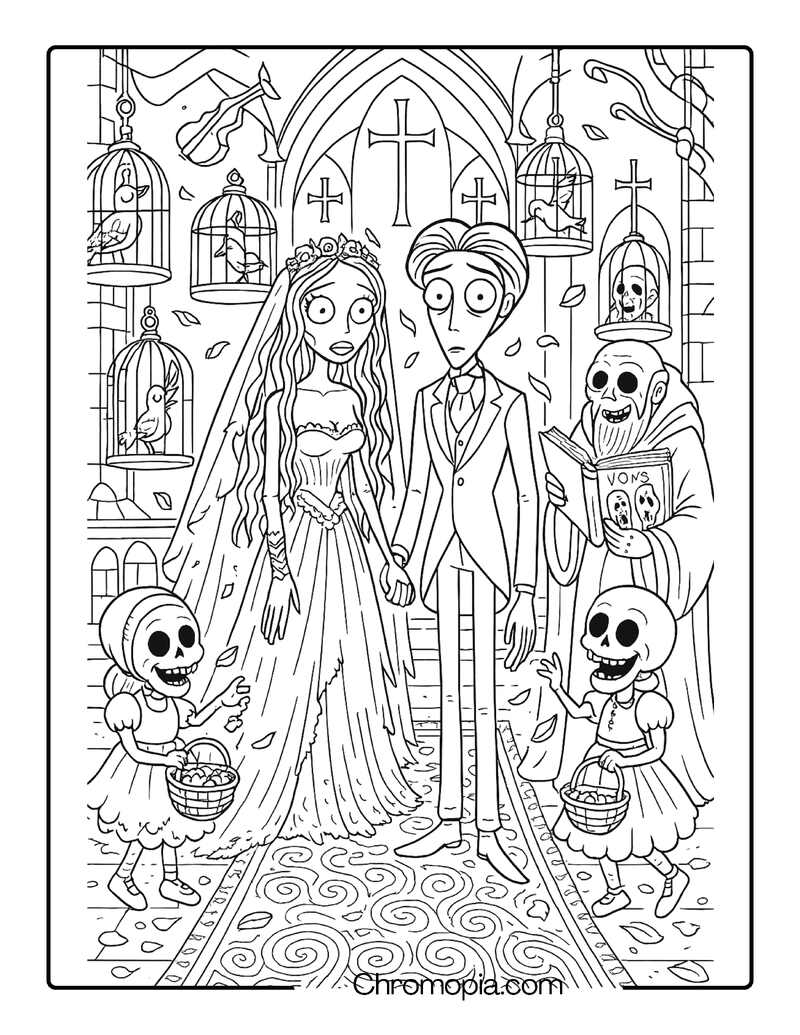 Corpse Bride and Victor’s Twisted Wedding Rehearsal – Corpse Bride coloring page