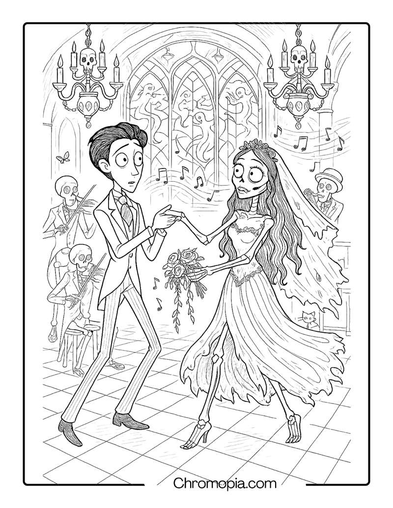 Corpse Bride & Victor’s Dance Among the Dead – Corpse Bride coloring page