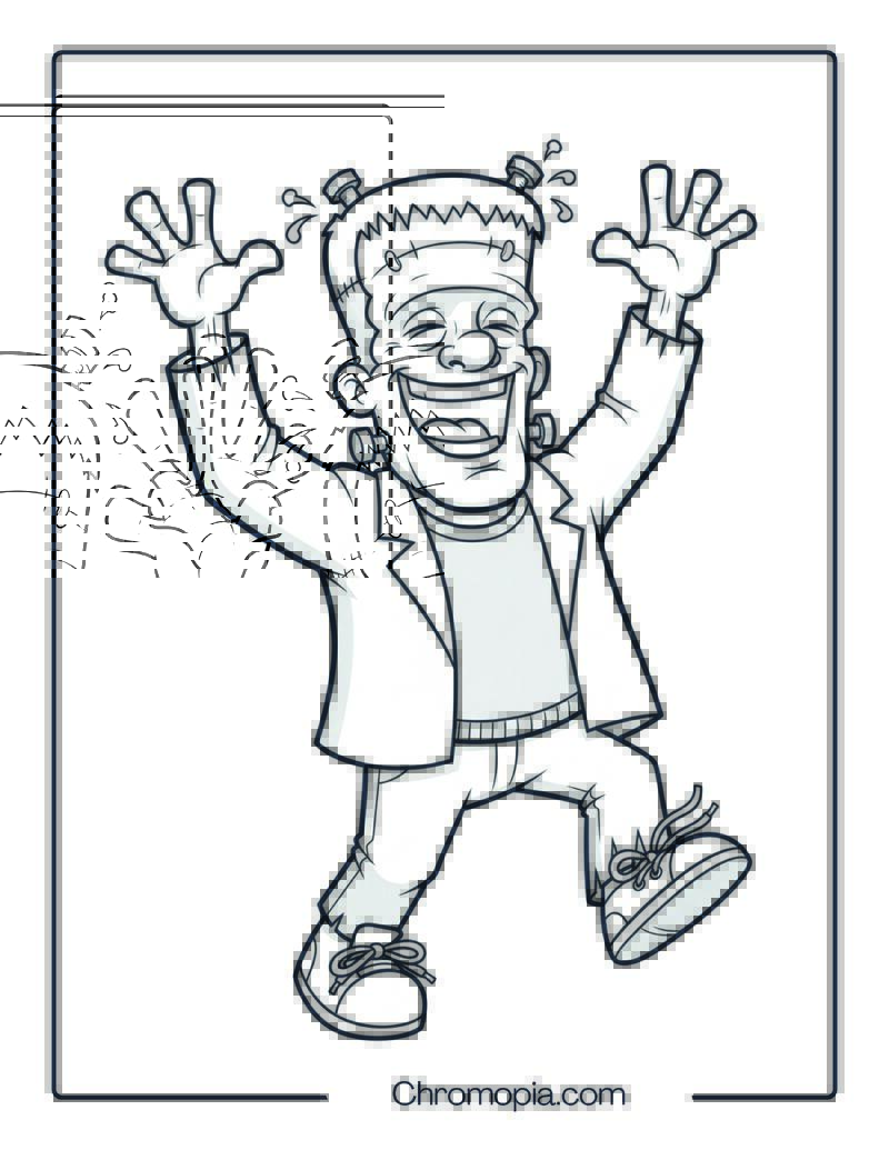 Cartoon Frankenstein Coloring Page