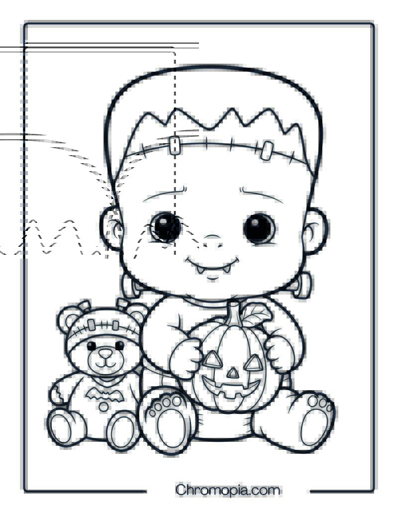 Cute Frankenstein Coloring Page