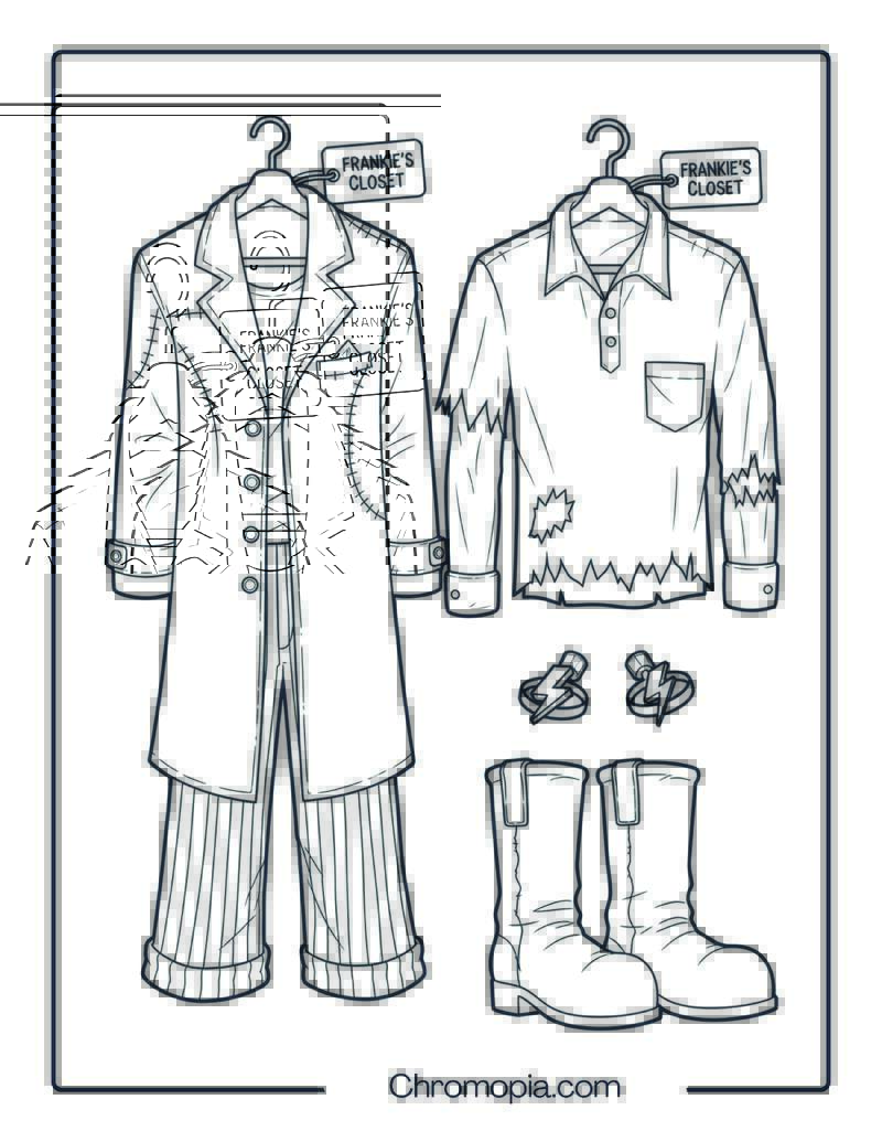 Frankenstein Clothes Coloring Page