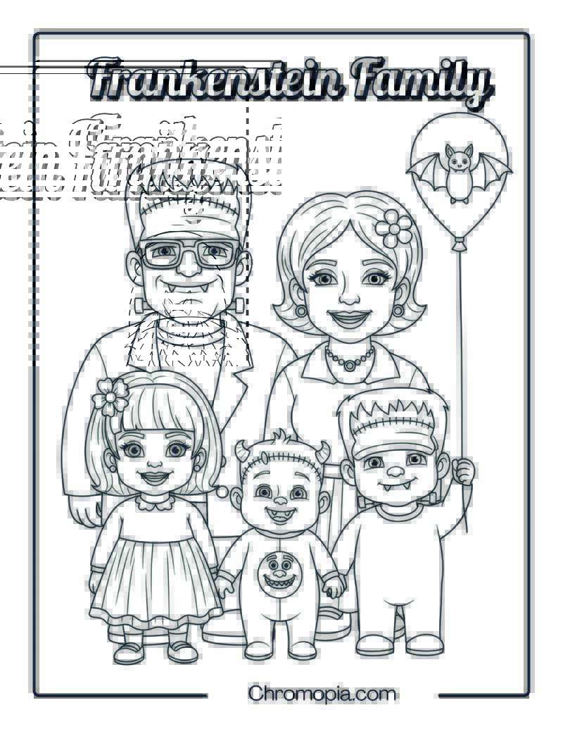 Frankenstein Family Coloring Page