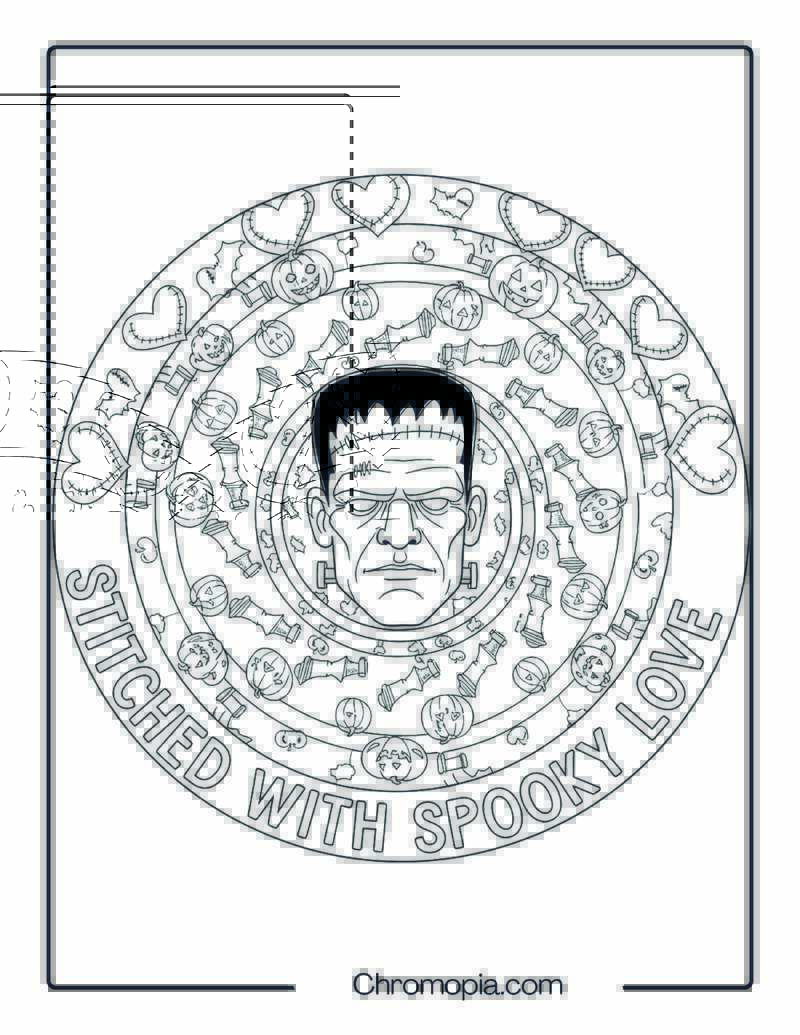 Frankenstein Mandala Coloring Page