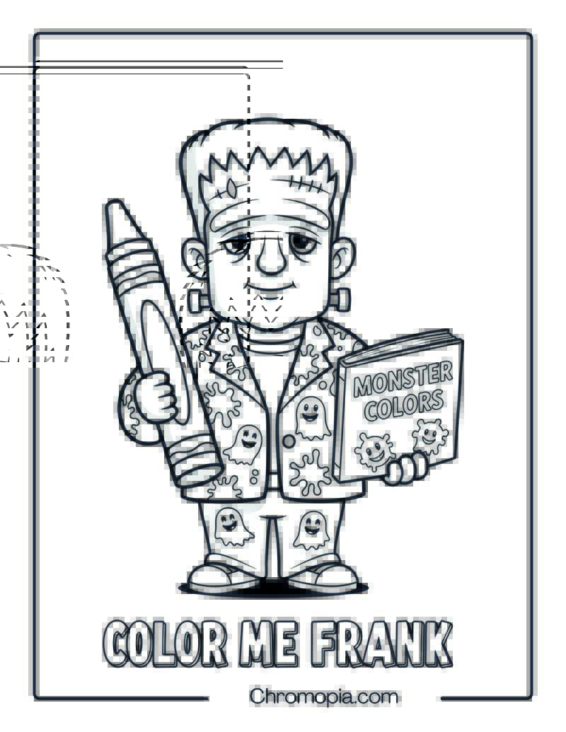 Frankenstein With Color Coloring Page