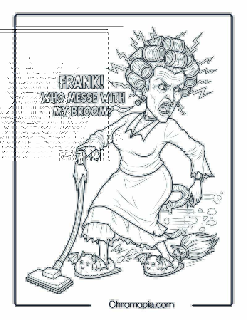 Funny Weird Frankenstein’s Wife Coloring Page