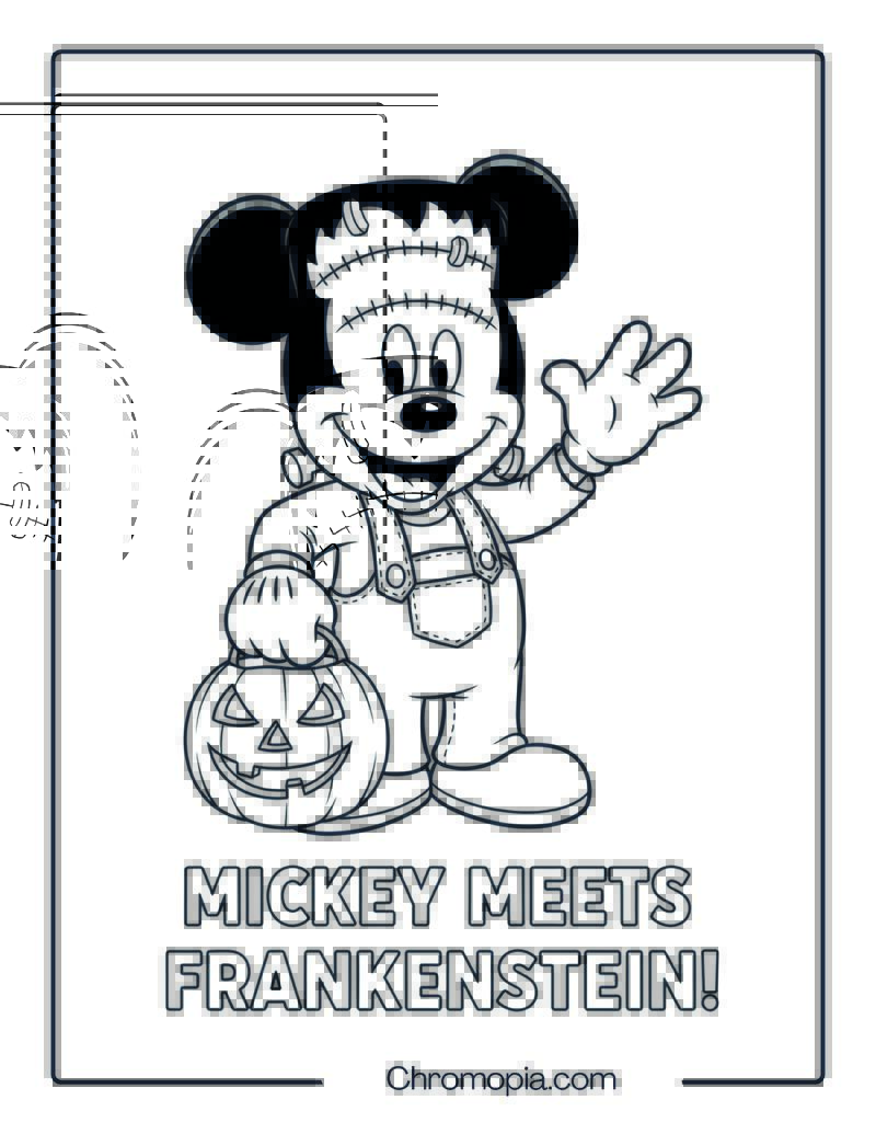 Mickey Frankenstein Coloring Page