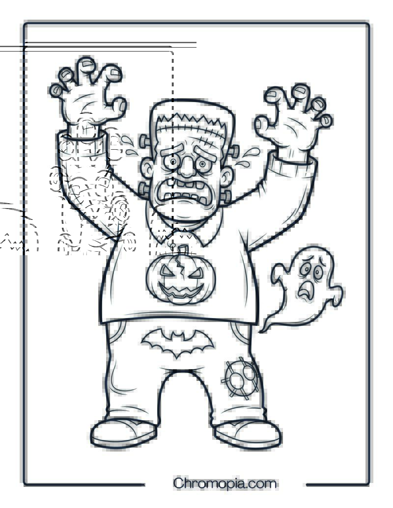 Scary Frankenstein Coloring Page