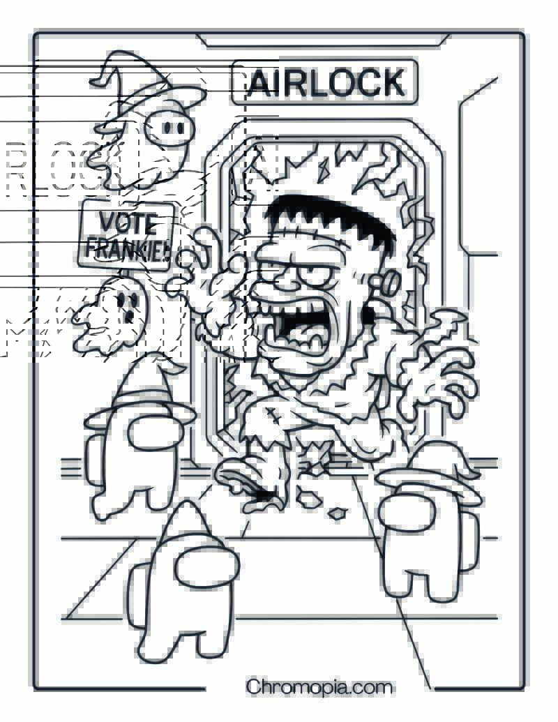 Frankenstein Among Us Coloring Page