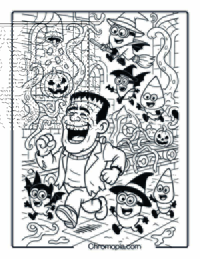 Frankenstein Minions Coloring Page