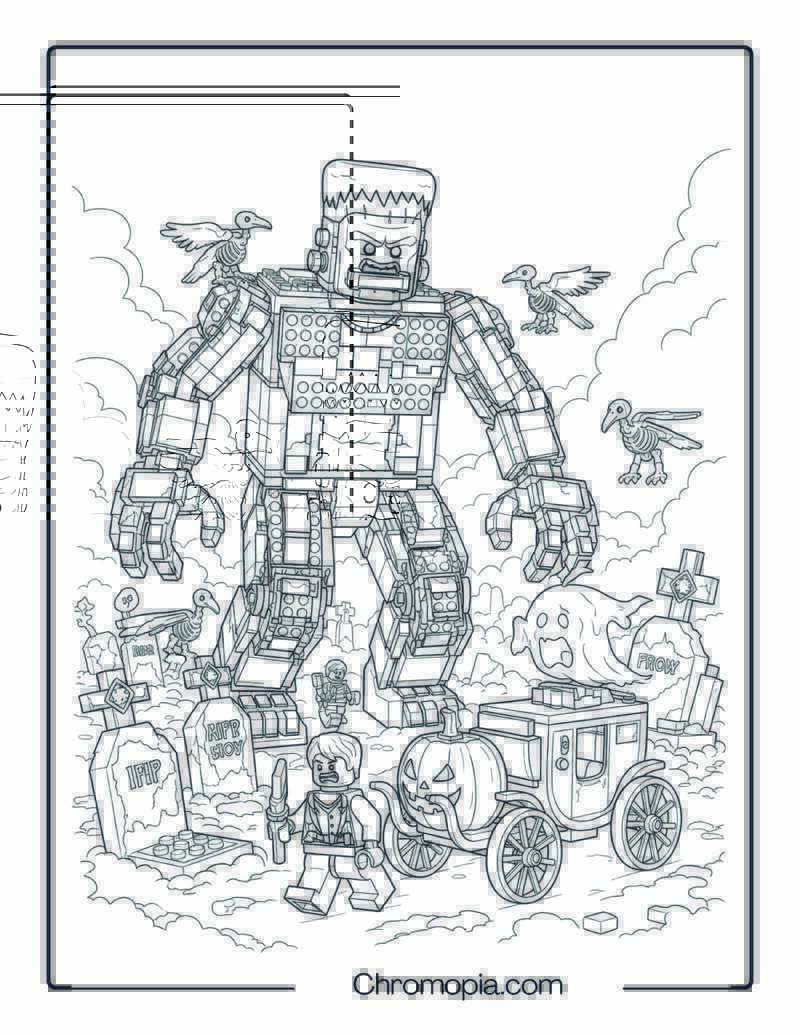 LEGO Frankenstein Halloween Coloring Page