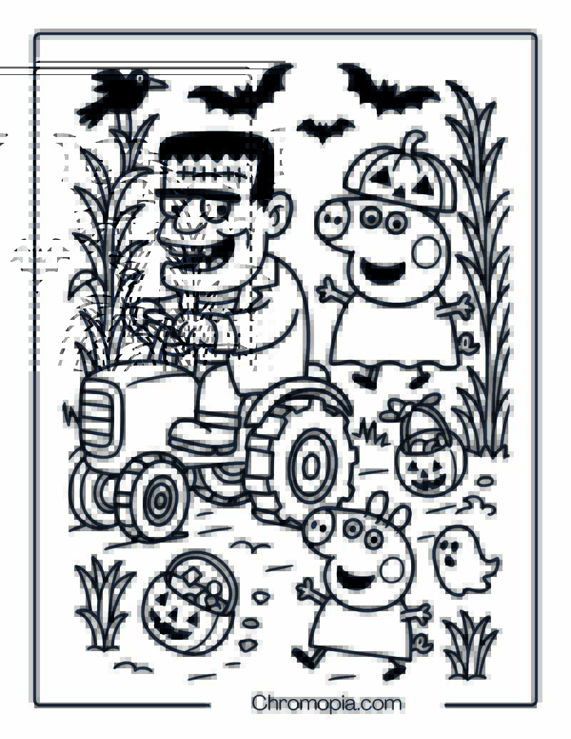 Peppa Pig Frankenstein Coloring Page