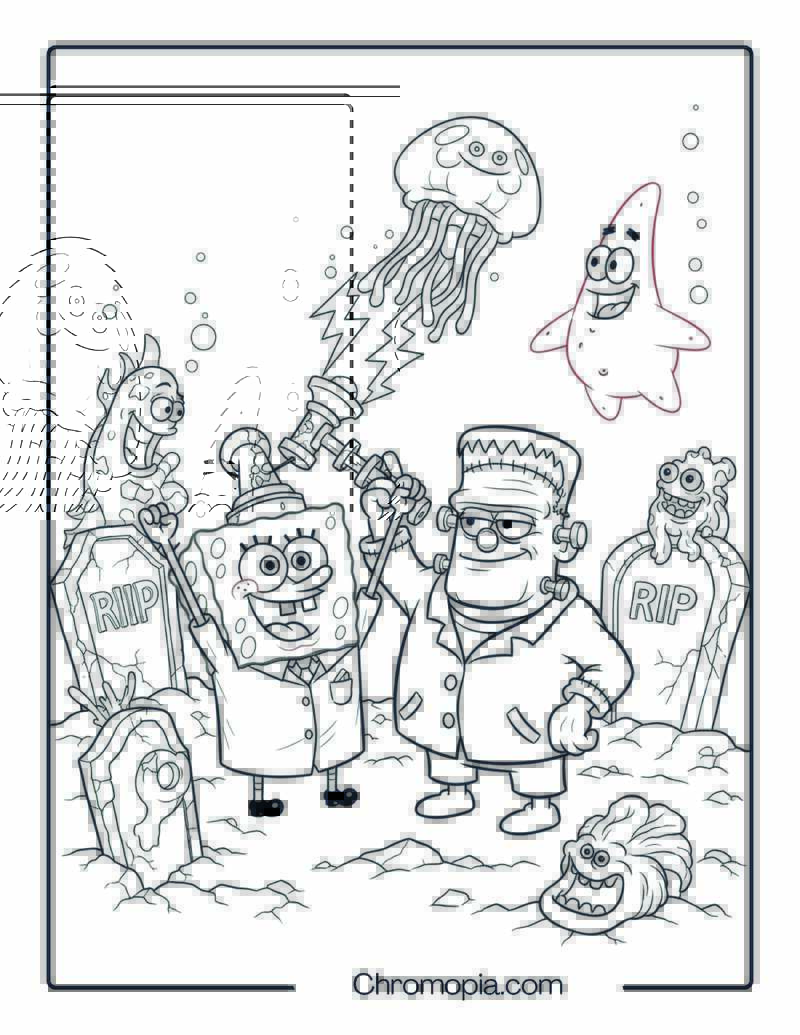 SpongeBob Frankenstein Coloring Page