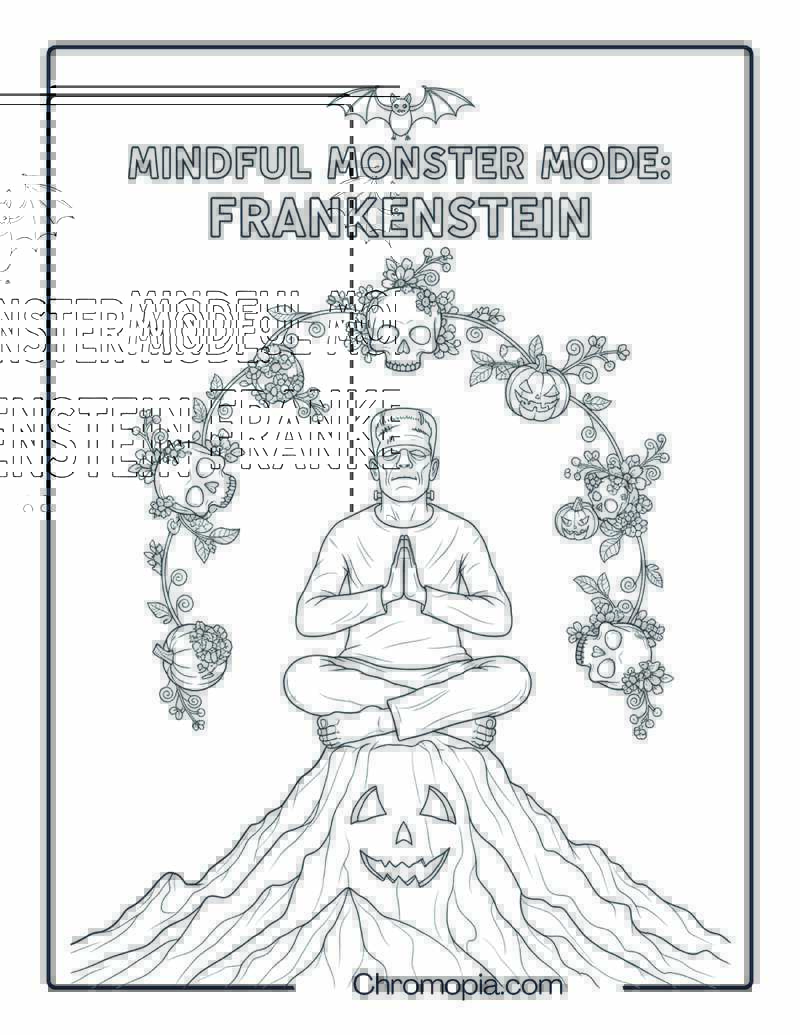 Frankenstein Doing Yoga Coloring Page