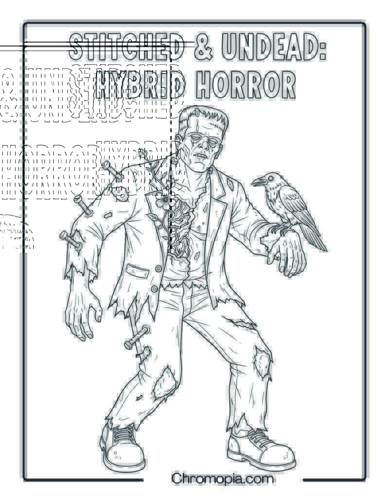 Frankenstein Zombie Hybrid Coloring Page