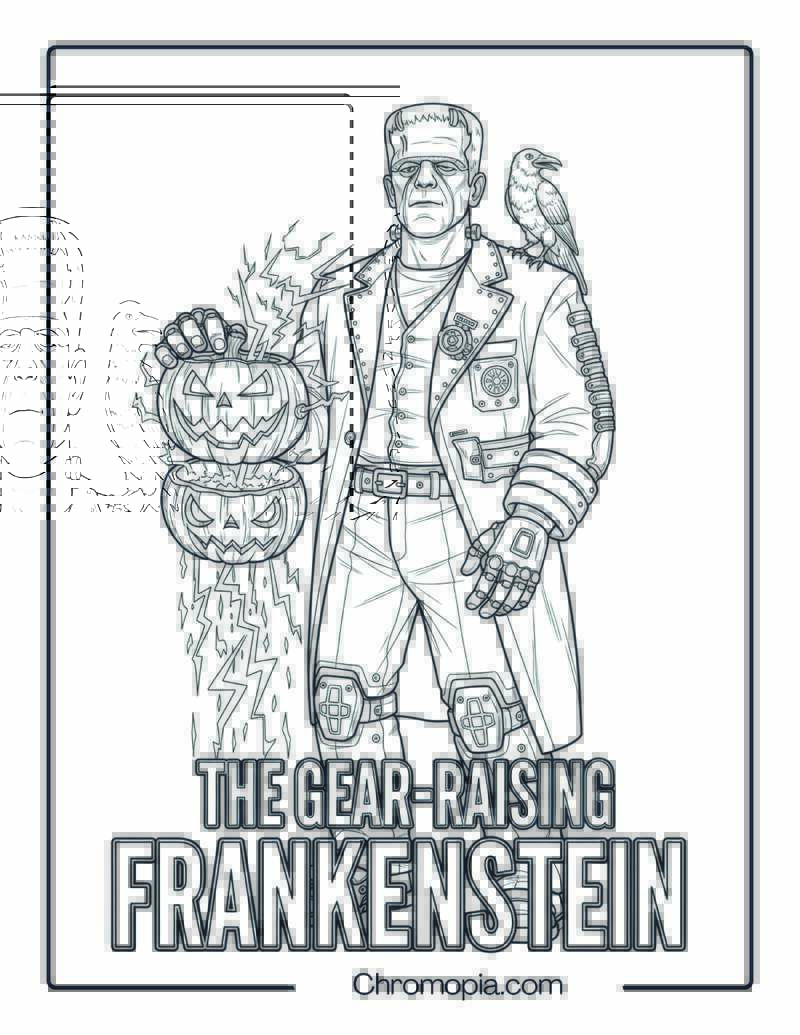 Steampunk Frankenstein Coloring Page