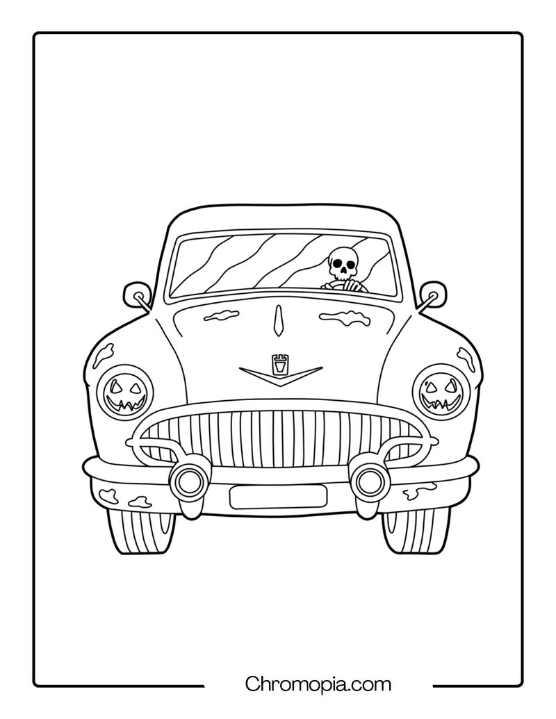 Goosebumps Haunted Car Coloring Page