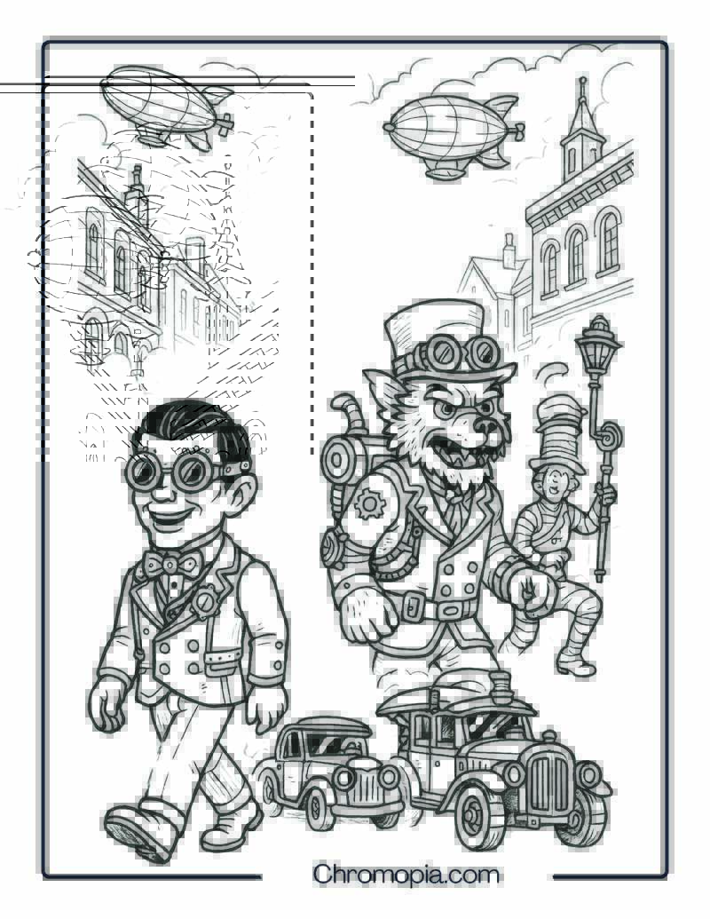 Goosebumps Steampunk Monster Parade Coloring Page