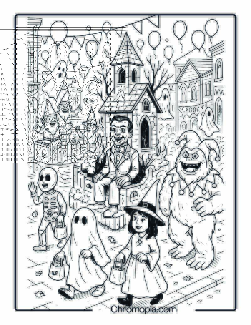 Goosebumps Costume Parade Coloring Page