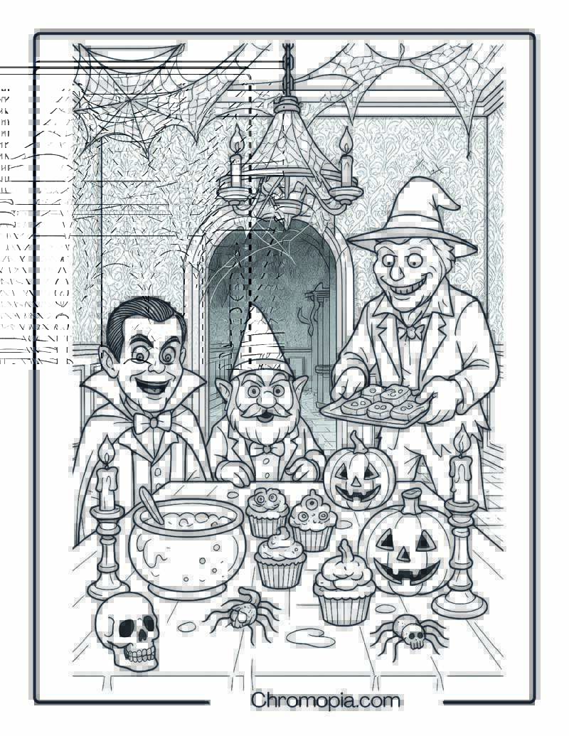 Goosebumps Haunted Mansion Party Coloring Page