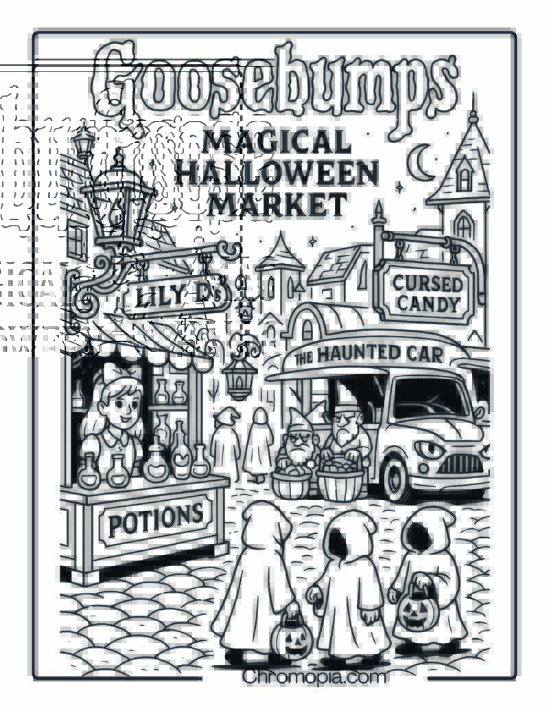 Goosebumps Magical Halloween Market Coloring Page