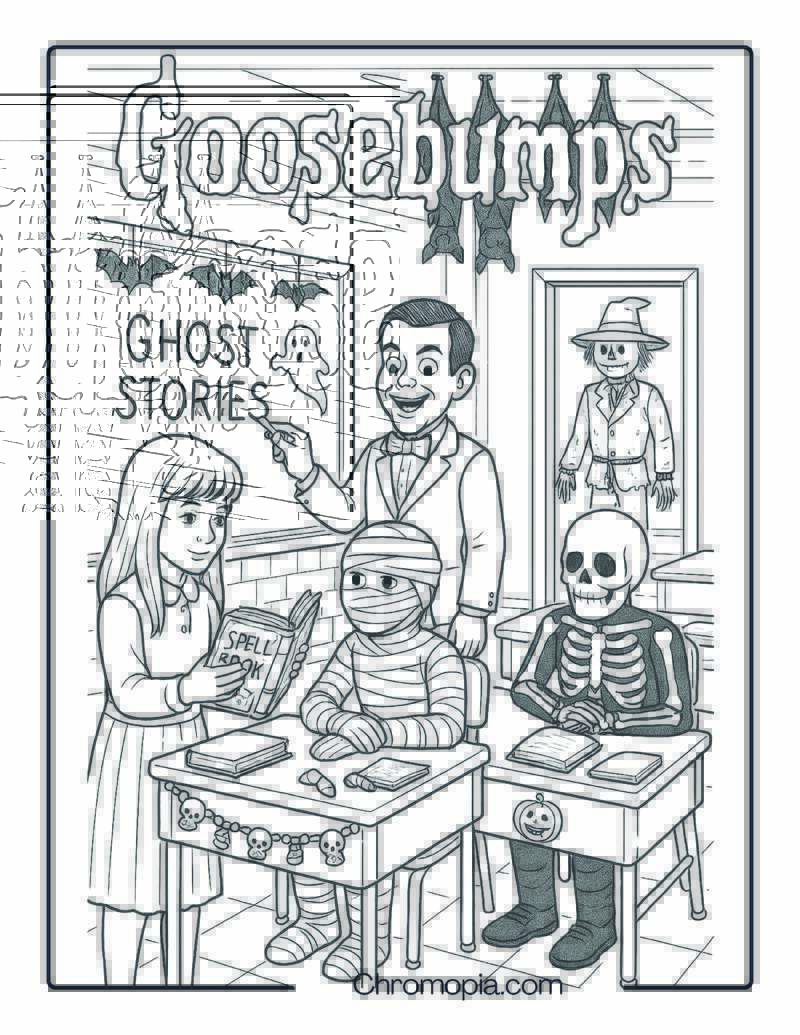 Goosebumps School Scene Coloring Page