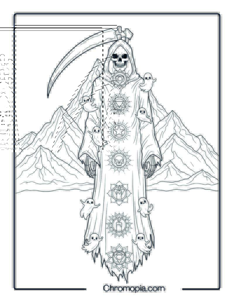 Spiritual Grim Reaper Chakra Coloring Page