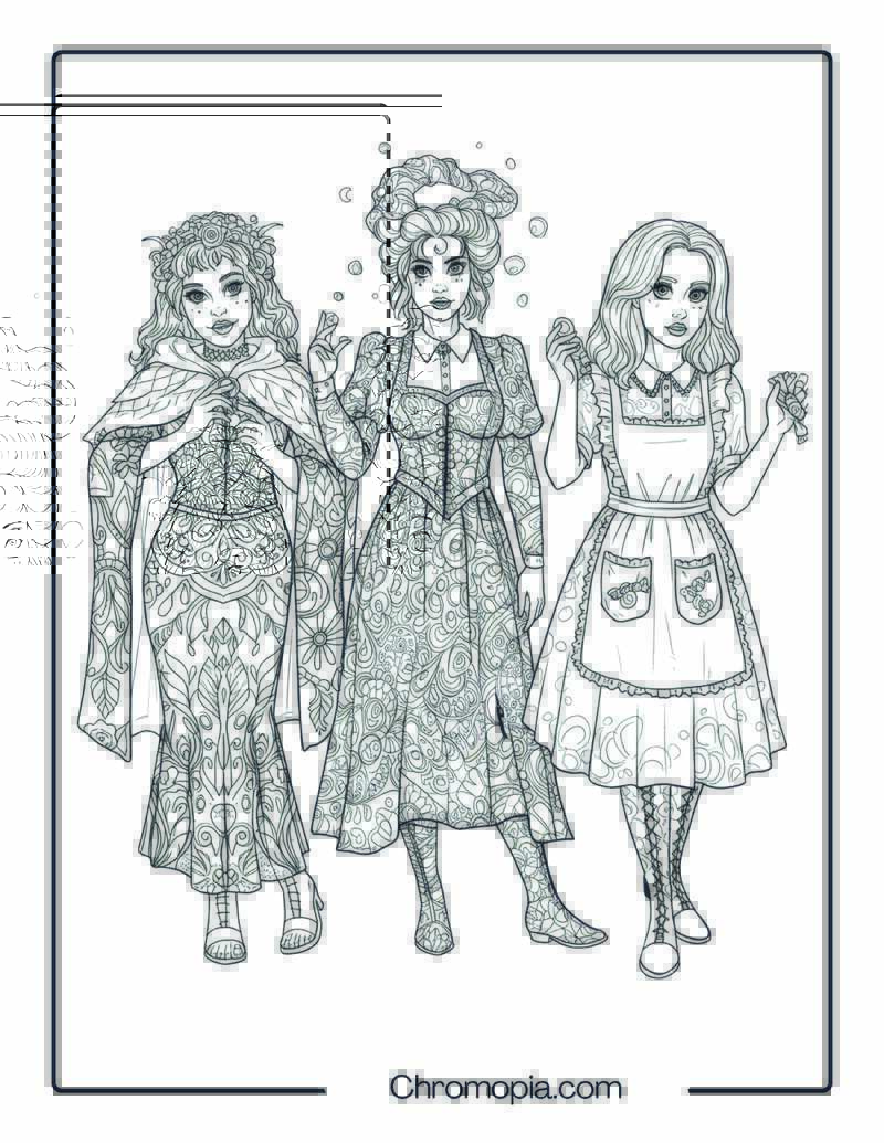 Mandala Style Sanderson Sisters Trio Coloring Page