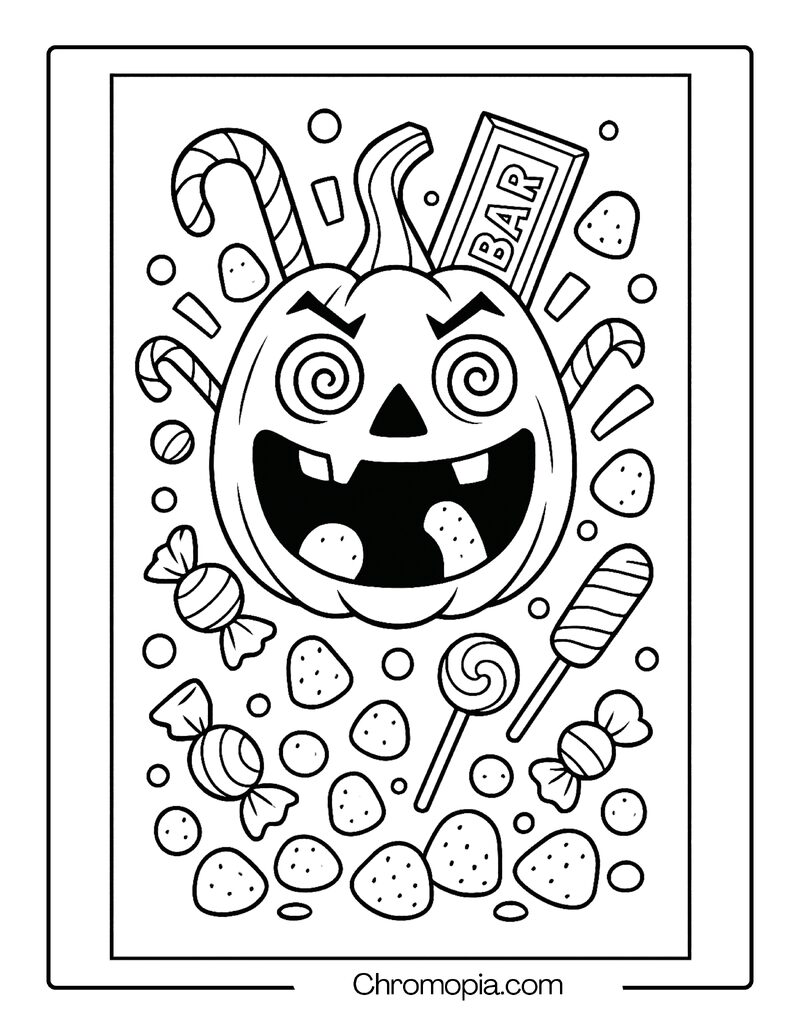 Candy-Packed Jack-o_-Lantern Explosion – Jack-o_-Lantern Coloring Page