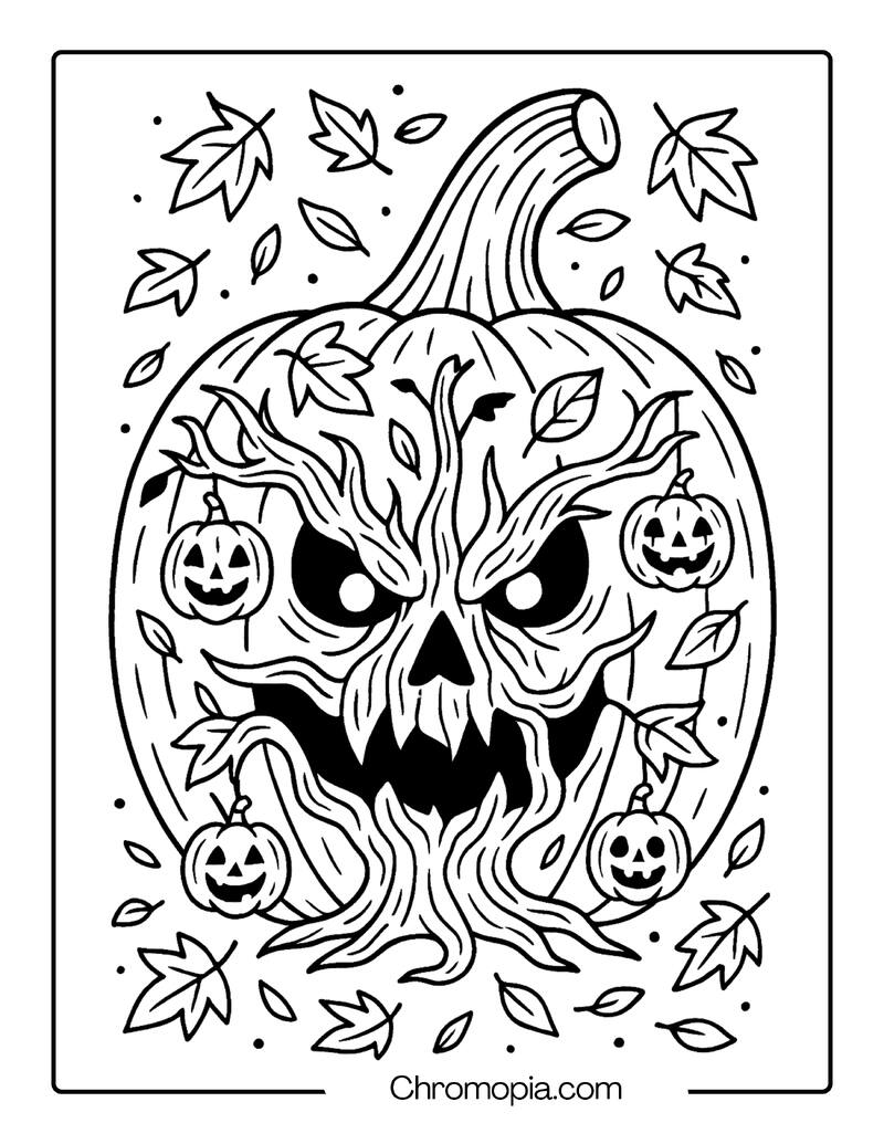 Haunted Forest Faces Jack-o_-Lantern – Jack-o_-Lantern Coloring Page