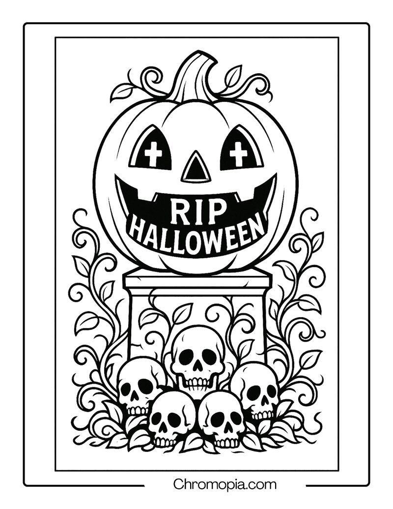 Jack-o_-Lantern Graveyard Monument – Jack-o_-Lantern Coloring Page