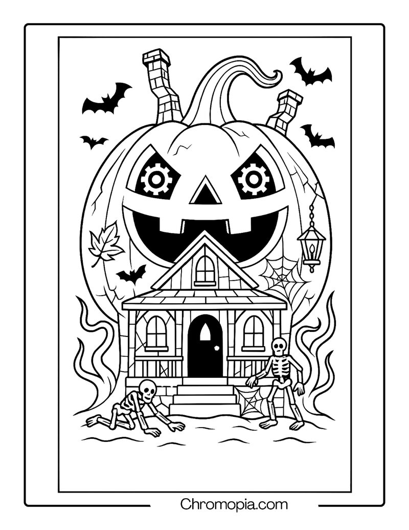 Jack-o_-Lantern Haunted House – Jack-o_-Lantern Coloring Page